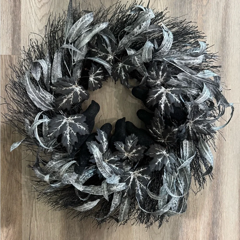 Halloween raven crow black wreath